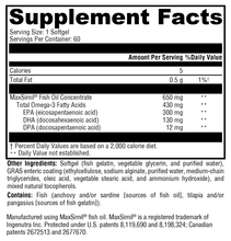 Load image into Gallery viewer, Omega MonoPure® 650 EC 60 Softgels Supplement Facts
