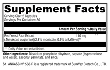 Load image into Gallery viewer, Red Yeast Rice 60 Capsules Supplement Facts
