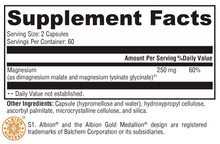 Load image into Gallery viewer, OptiMag® 125 120 Capsules Supplement Facts
